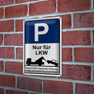 Blechschild Hinweis 20x30cm Parkschild Nur für LKW