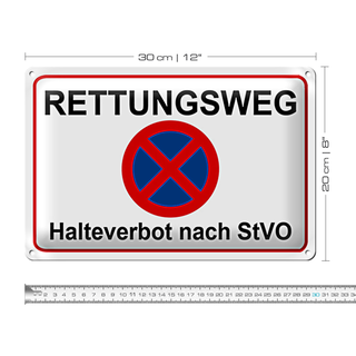 Blechschild Rettungsweg 30x20cm Halteverbot nach StVO