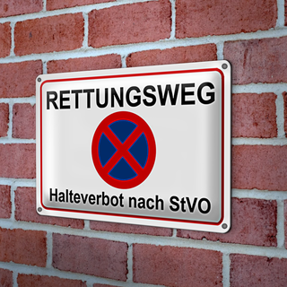 Blechschild Rettungsweg 30x20cm Halteverbot nach StVO