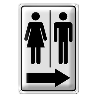 Blechschild Hinweis 20x30cm Toilettenfiguren Pfeil rechts