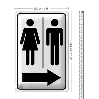 Blechschild Hinweis 20x30cm Toilettenfiguren Pfeil rechts