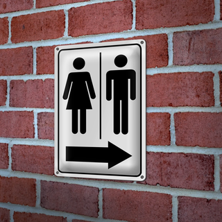 Blechschild Hinweis 20x30cm Toilettenfiguren Pfeil rechts