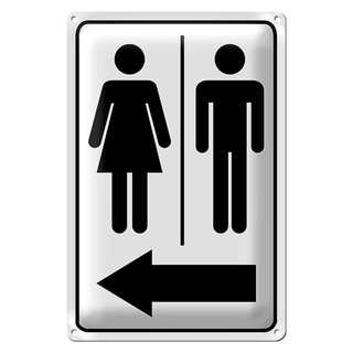 Blechschild Hinweis 20x30cm Toilettenfiguren Pfeil links