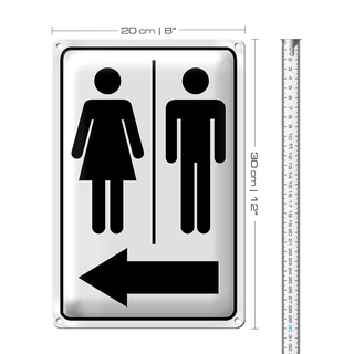 Blechschild Hinweis 20x30cm Toilettenfiguren Pfeil links