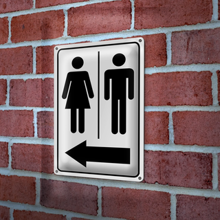 Blechschild Hinweis 20x30cm Toilettenfiguren Pfeil links
