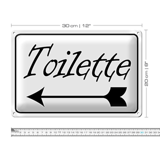 Blechschild Toilette 30x20cm Pfeil links WC