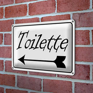 Blechschild Toilette 30x20cm Pfeil links WC