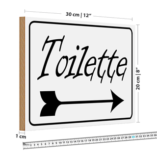 Holzschild Toilette 30x20cm Pfeil rechts WC