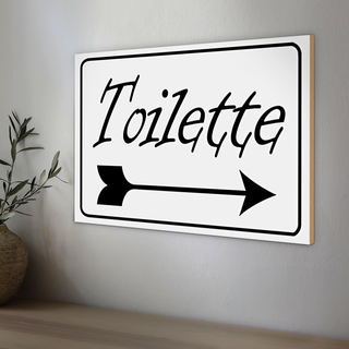 Holzschild Toilette 30x20cm Pfeil rechts WC