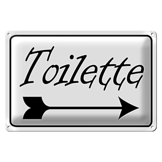 Blechschild Toilette 30x20cm Pfeil rechts WC
