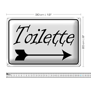 Blechschild Toilette 30x20cm Pfeil rechts WC