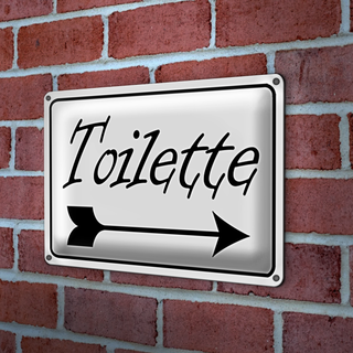Blechschild Toilette 30x20cm Pfeil rechts WC