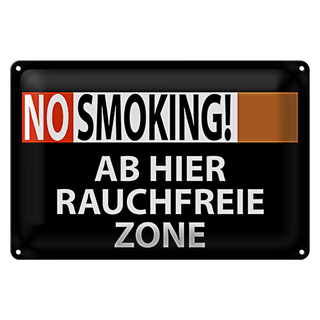 Blechschild Hinweis 30x20cm No Smoking Rauchfreie Zone