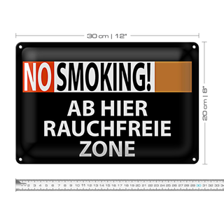 Blechschild Hinweis 30x20cm No Smoking Rauchfreie Zone