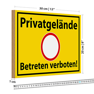 Holzschild Hinweis 30x20cm Privatgelände Betreten Verboten