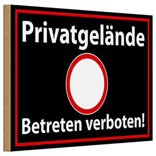 Holzschild Hinweis 30x20cm Privatgelände betreten verboten