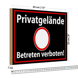 Holzschild Hinweis 30x20cm Privatgelände betreten verboten