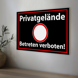 Holzschild Hinweis 30x20cm Privatgelände betreten verboten