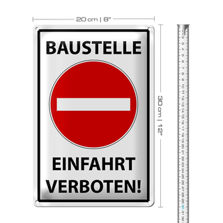 Blechschild Hinweis 20x30cm Baustelle Einfahrt verboten