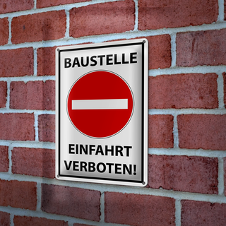 Blechschild Hinweis 20x30cm Baustelle Einfahrt verboten