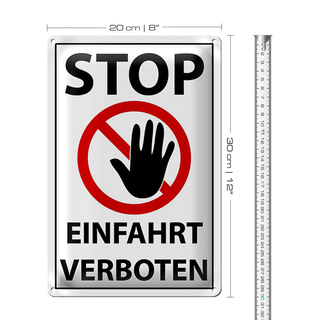 Blechschild Hinweis 20x30cm Stop Einfahrt verboten