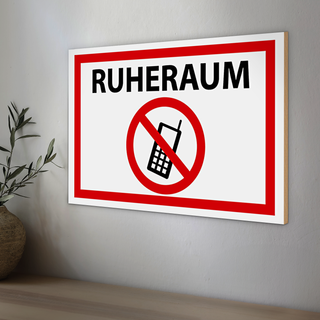 Holzschild Hinweis 30x20cm Ruheraum Handy verboten