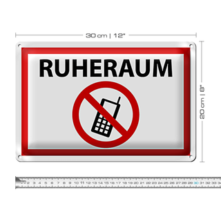 Blechschild Hinweis 30x20cm Ruheraum Handy verboten