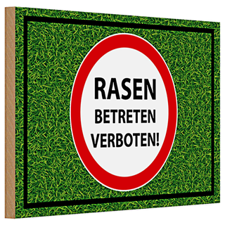 Holzschild Hinweis 30x20cm Rasen Betreten verboten