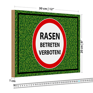 Holzschild Hinweis 30x20cm Rasen Betreten verboten