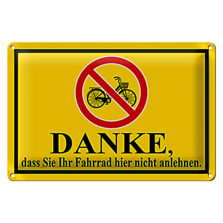 Blechschild Danke 30x20cm dass Sie Fahrrad nicht anlehnen