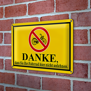 Blechschild Danke 30x20cm dass Sie Fahrrad nicht anlehnen