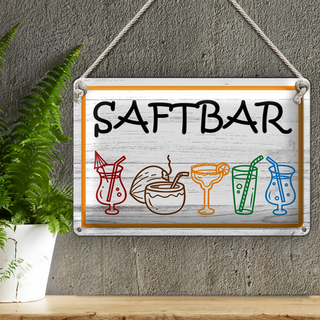 Blechschild Saftbar 30x20cm Cocktails Party