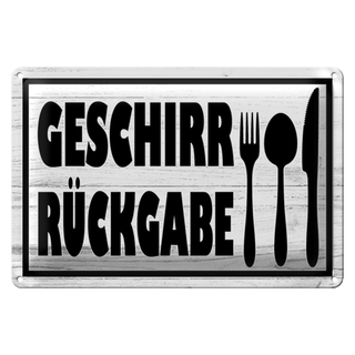 Blechschild Hinweis 30x20cm Geschirr Rückgabe