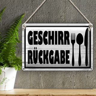 Blechschild Hinweis 30x20cm Geschirr Rückgabe