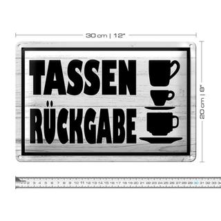Blechschild Hinweis 30x20cm Tassen Rückgabe