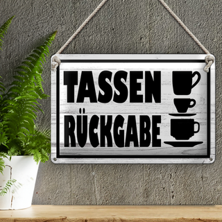Blechschild Hinweis 30x20cm Tassen Rückgabe