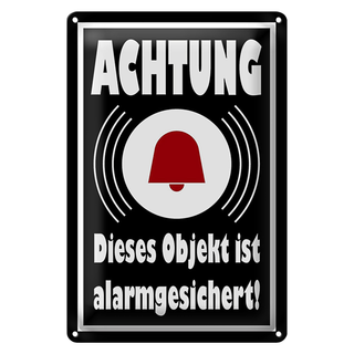 Blechschild Achtung 20x30cm Objekt alarmgesichert