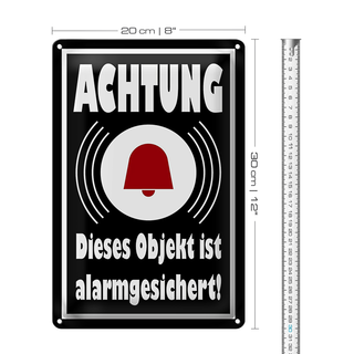 Blechschild Achtung 20x30cm Objekt alarmgesichert