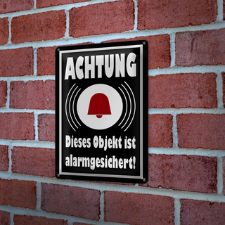 Blechschild Achtung 20x30cm Objekt alarmgesichert