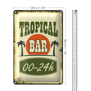 Blechschild 20x30cm Tiki Bar 00 - 24 h