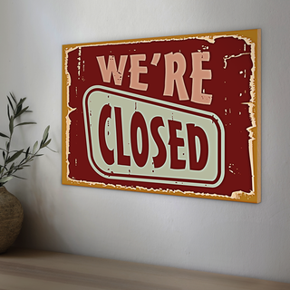 Holzschild Retro 30x20cm We´re closed