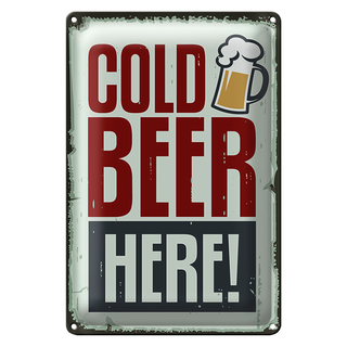 Blechschild 20x30cm Cold beer here Bier