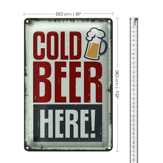 Blechschild 20x30cm Cold beer here Bier
