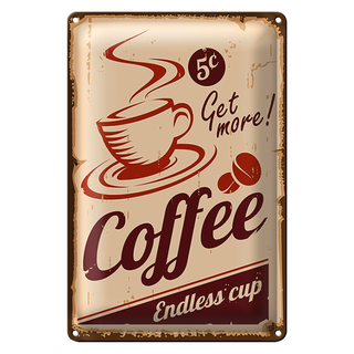 Blechschild Retro 20x30cm Coffee Endless cup Kaffee