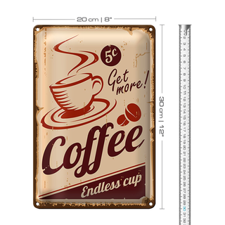 Blechschild Retro 20x30cm Coffee Endless cup Kaffee