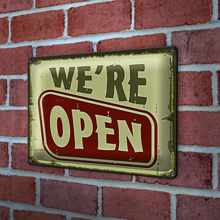 Blechschild Hinweis 30x20cm We´re open