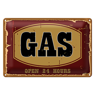 Blechschild Hinweis 30x20cm GAS open 24 hours