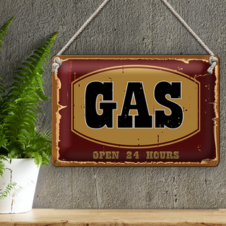 Blechschild Hinweis 30x20cm GAS open 24 hours