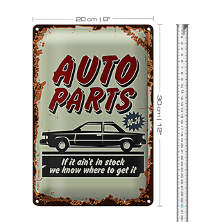 Blechschild Retro 20x30cm Auto Parts Teile Service