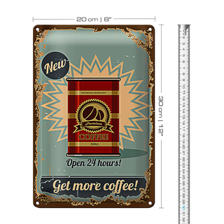Blechschild Retro 20x30cm Kaffee get more Coffee 500g